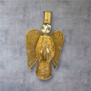 Vtg De Sela Paper Mache Angel Candlestick Holder Mid Century Mexican Folk Art